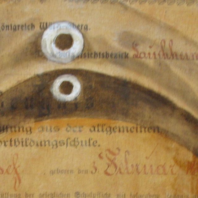 JOSEF, 30 x 30, Collage und Tusche auf Holz, 2019