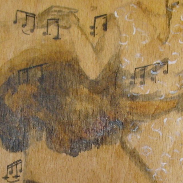 MARIA, 30 x 30, Collage und Tusche auf Holz, 2019